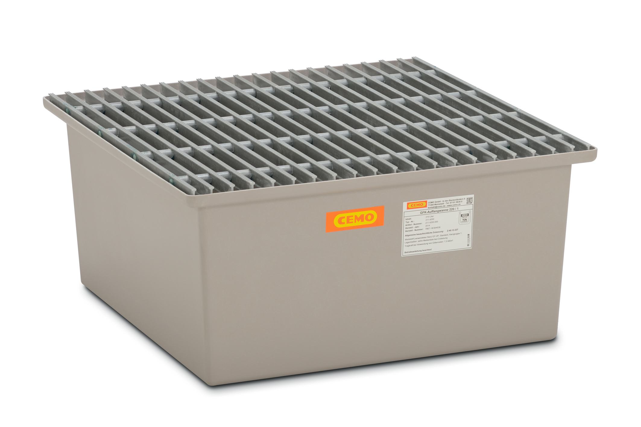 GFK Auffangwanne 220-1, mit GFK-Gitterrost GFK Auffangwanne 220-1, mit GFK-Gitterrost