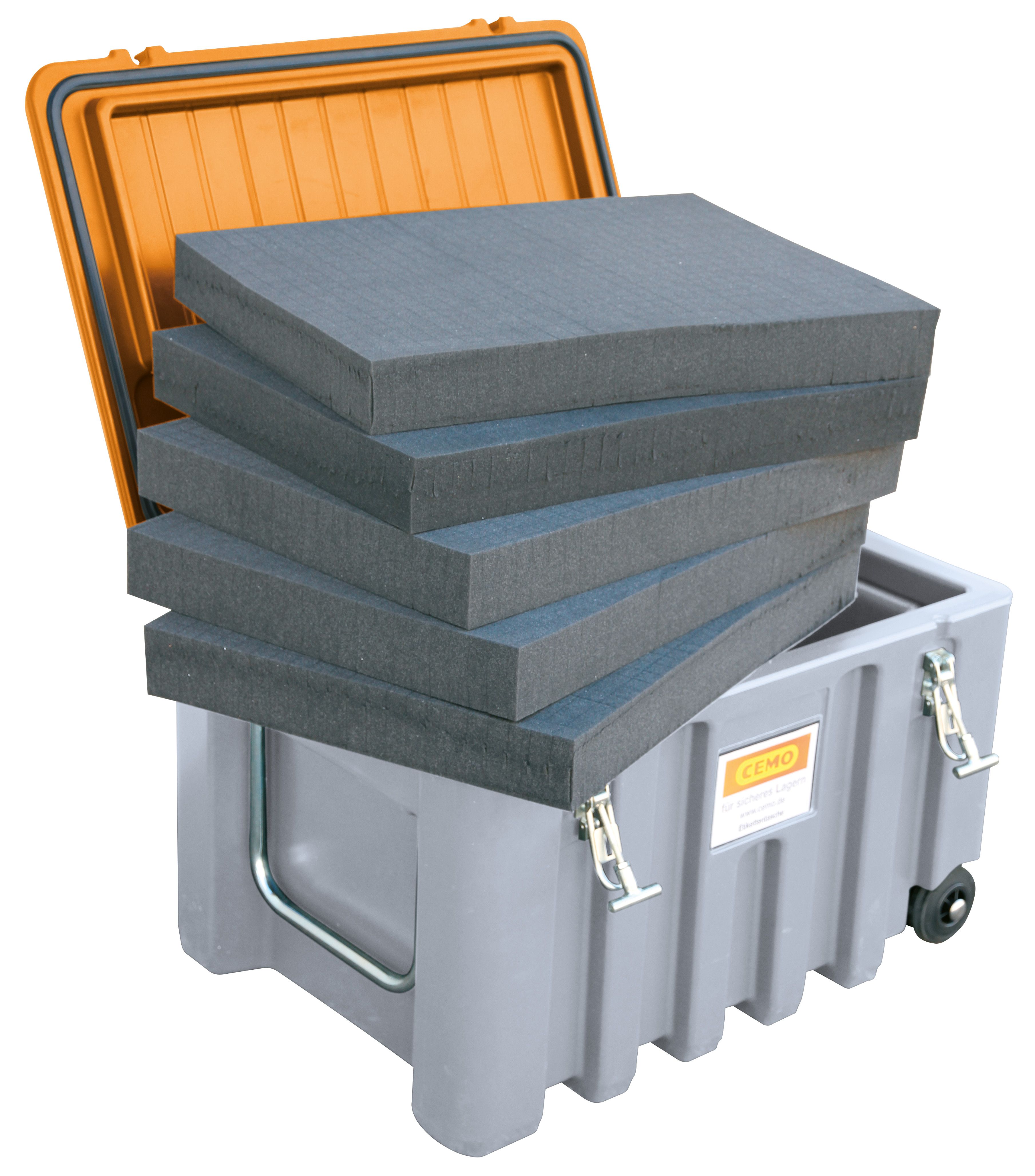CEMbox grau-orange Schaumstoffeinlagen Schaumstoffeinlagen für Cemboxen, Kiste
