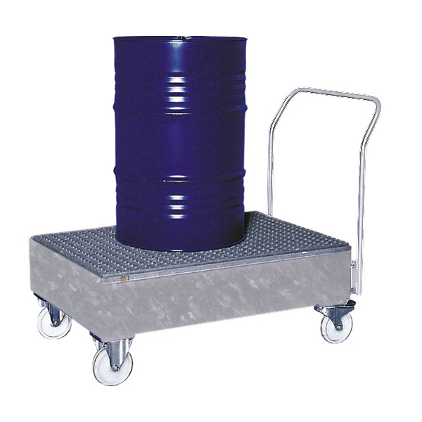 Auffangwanne aus Stahl fahrbar verzinkt Auffangwanne aus Stahl fahrbar verzinkt