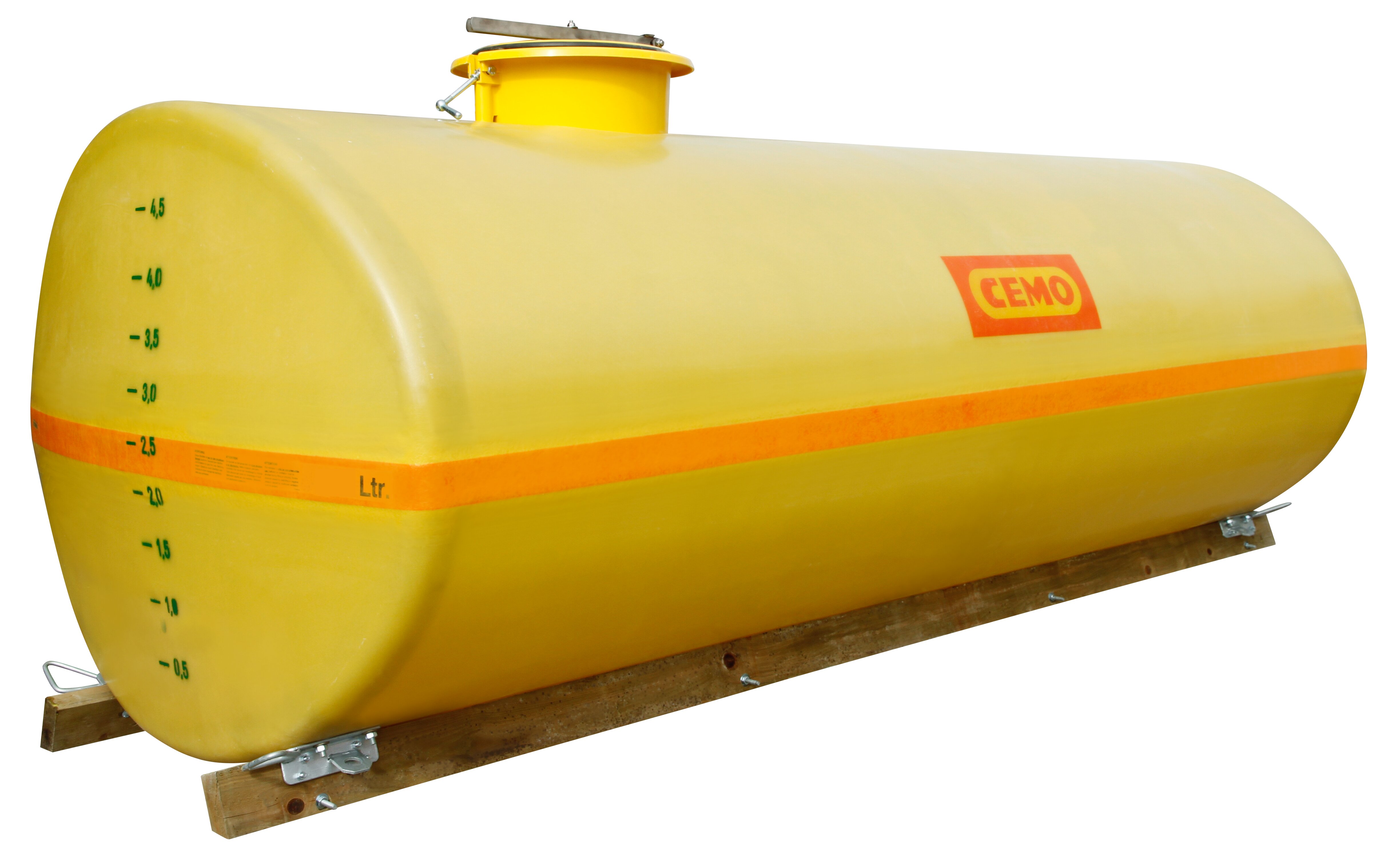 Lagertank, Kraftstofftank, gelber Tank, Füllstandsanzeige, liegende Bauform