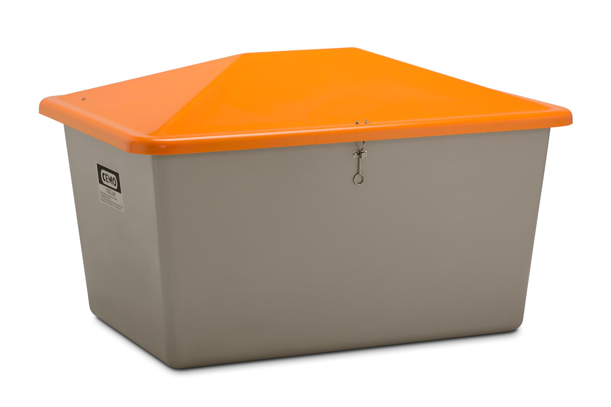 Streugutbehälter aus GFK ab 550 Liter, grau orange