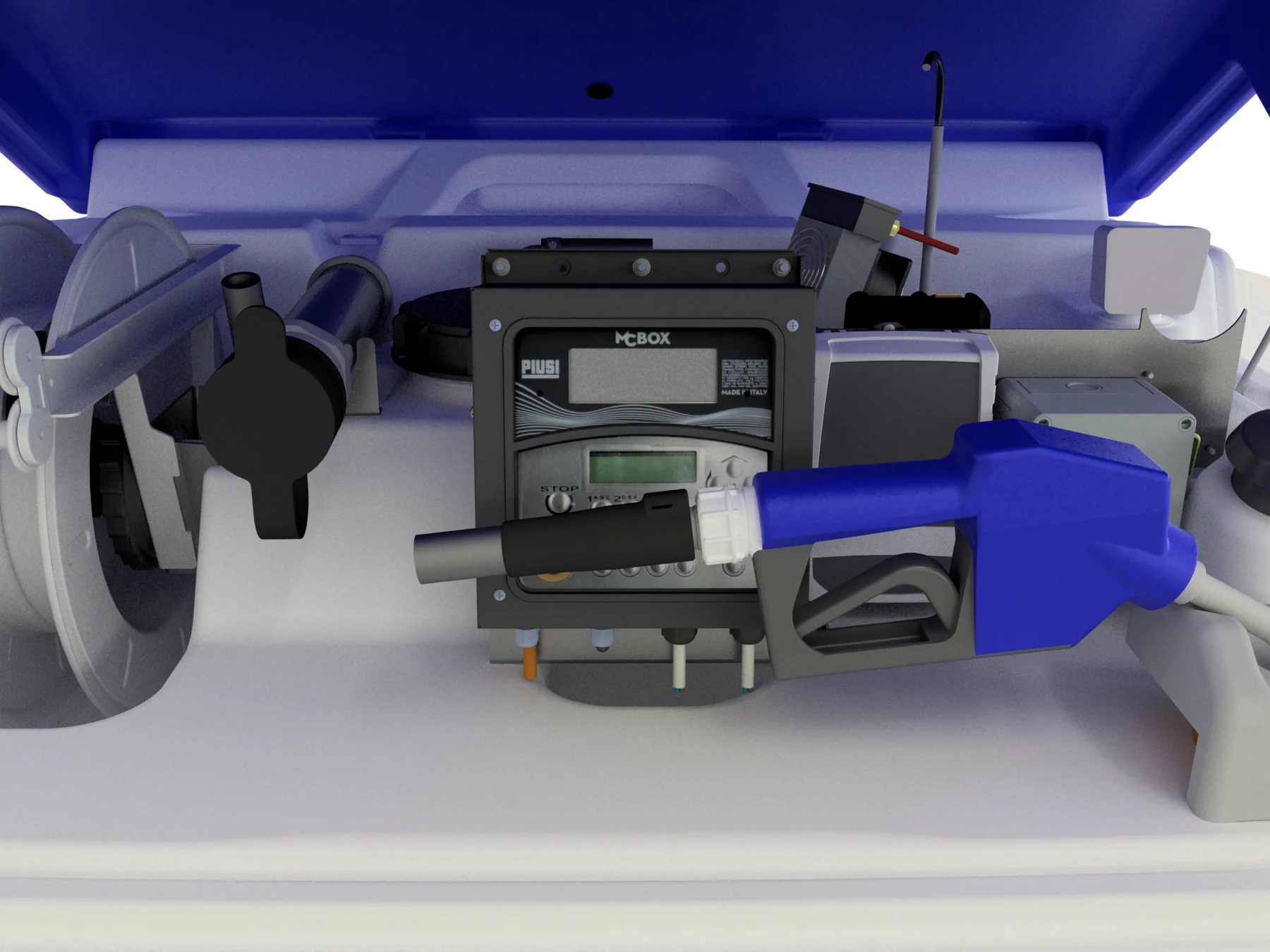 Kfz-Tankstelle, Pumpeneinheit, Pumpe, Messgerät, Bluetooth-Display