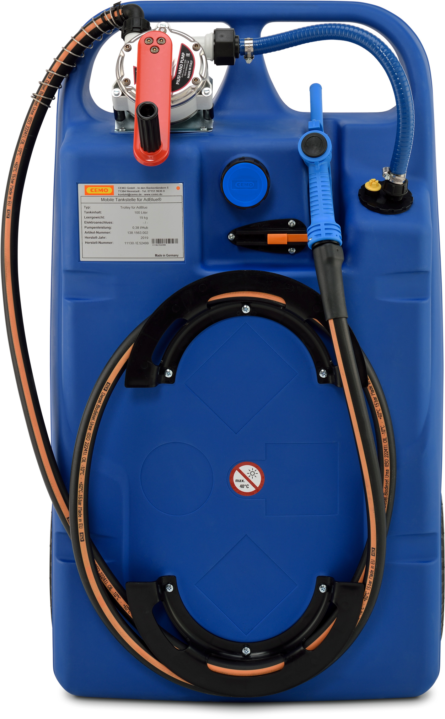 Trolley mit Kubelpumpe für AdBlue® (AUS32) Inhalt 100 Liter
