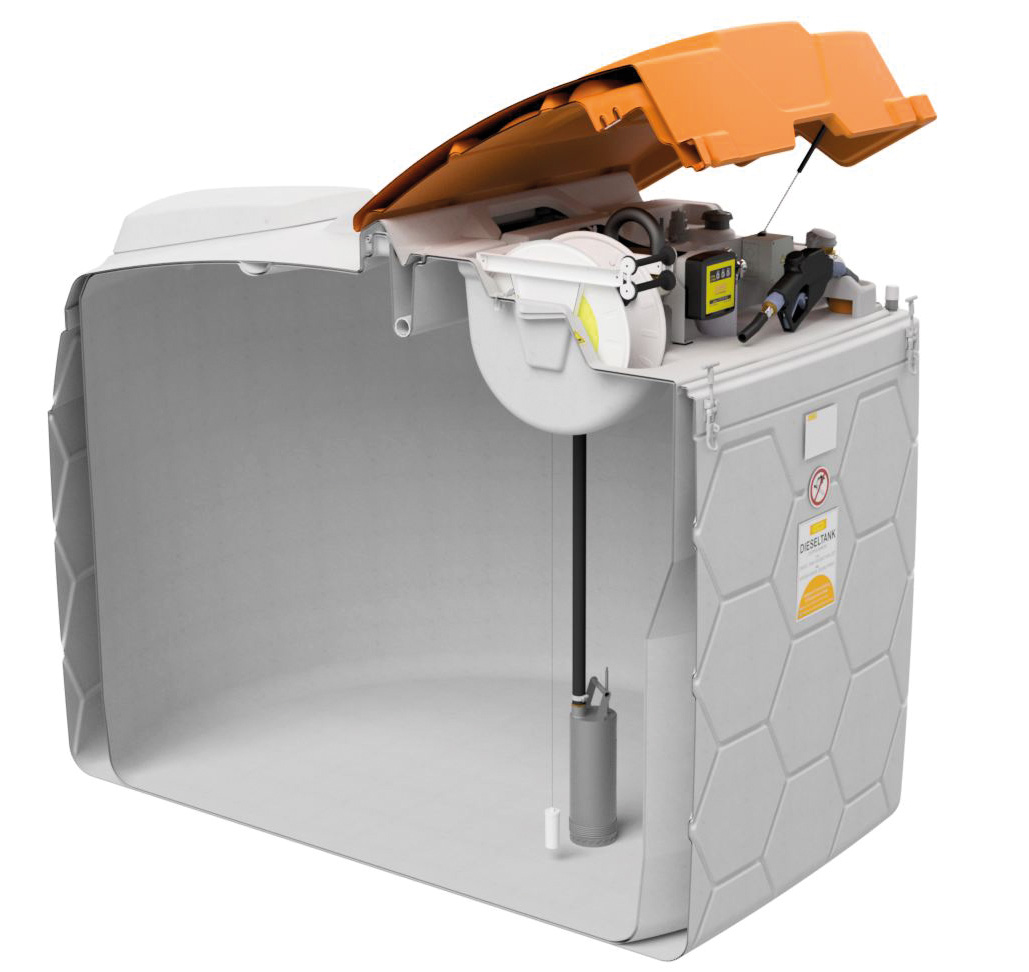 11649_11650_CAD_CUBE_5000L_Schnitt_SP80_2022-01 Schnittbild: CUBE Dieseltank 5000 Liter Outdoor Premium mit Tauchpumpe SP 80 AC 230 V