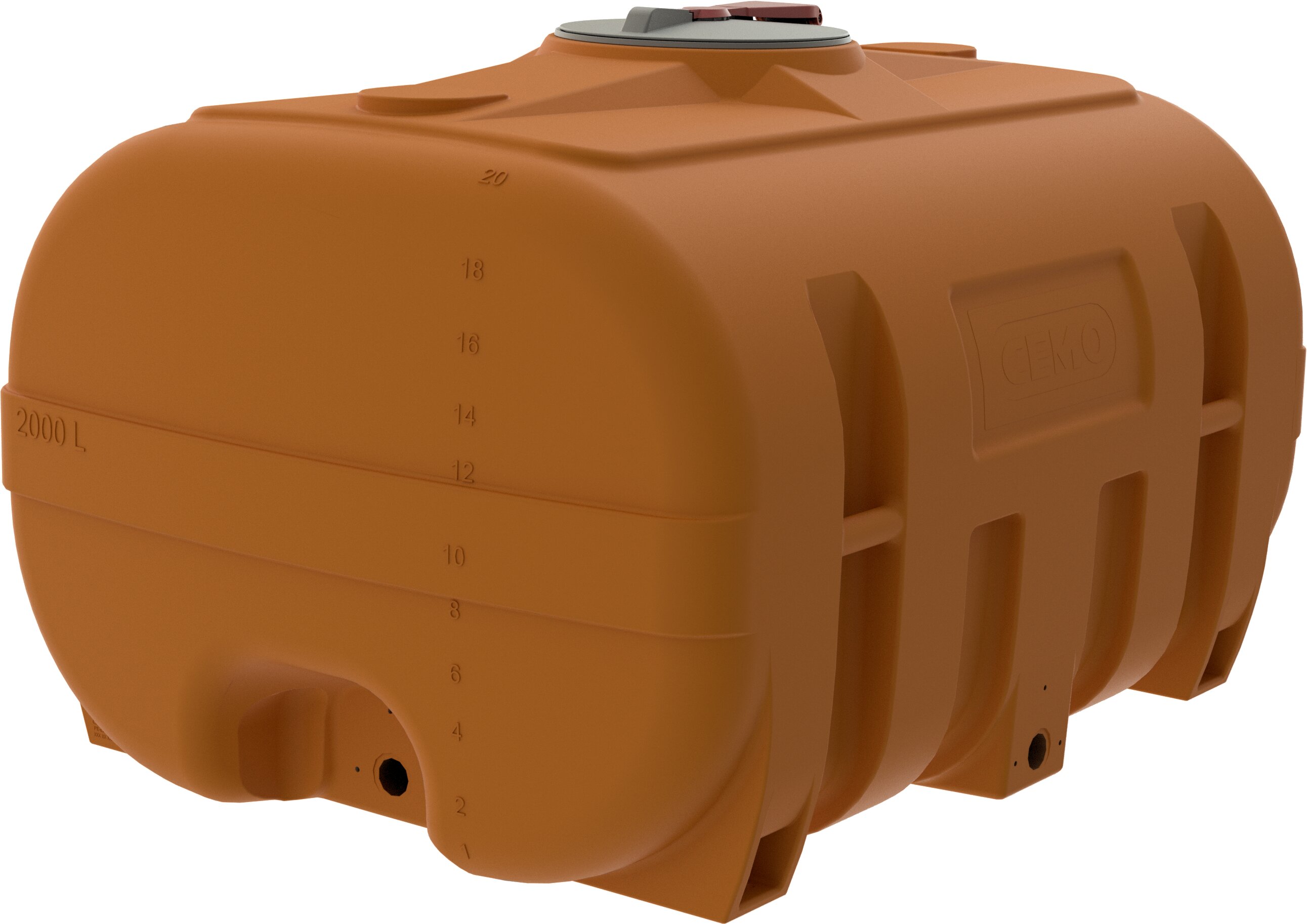 tank, Kraftstofftank, orange, Kunststoff, Kapazität 2000L