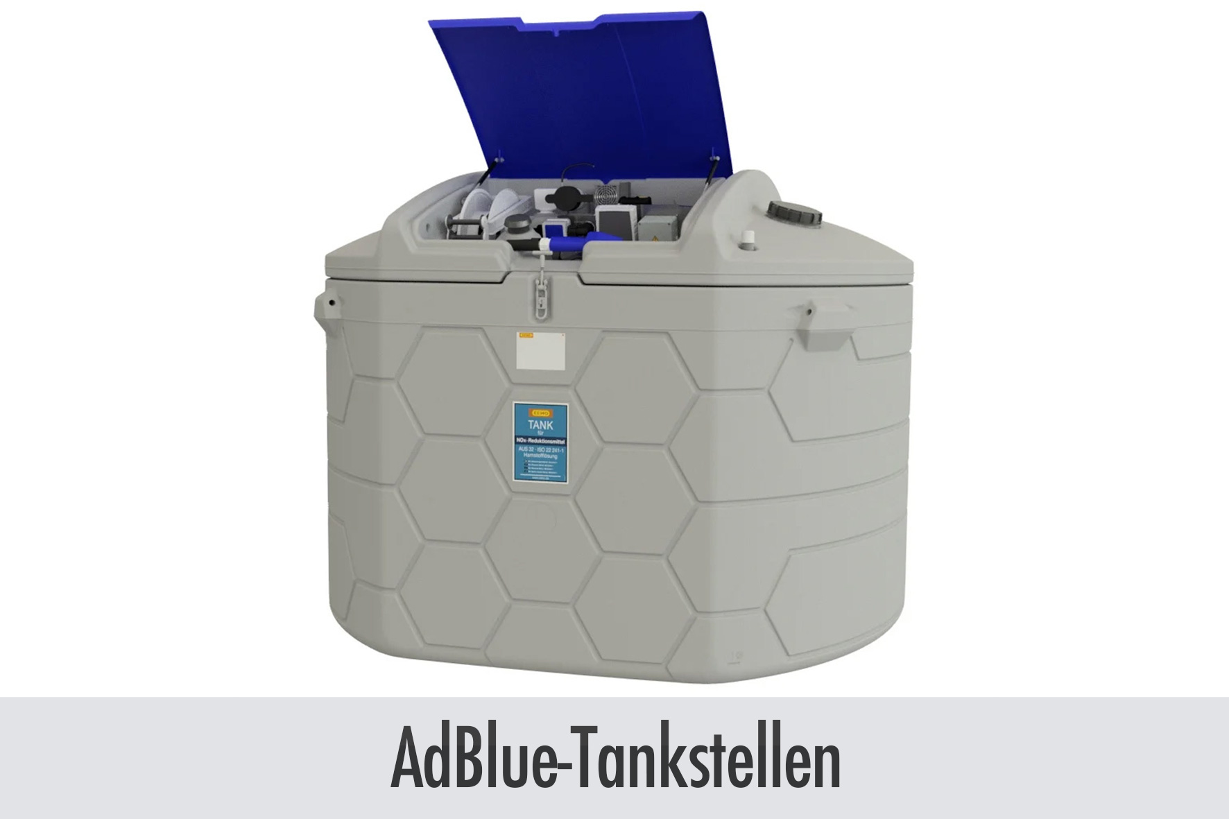 tank, storage, container, blue lid, hexagonal pattern, tank, kraftstoff, lagerung, rechteckig, blauer-kappe, tank, kraftstoffbehälter, behälter, kunststoff, sechseckmuster, Tank, Tankstelle, Abfüllbehälter, Polyethylen, Grau, tank, tankstelle, tankcontain