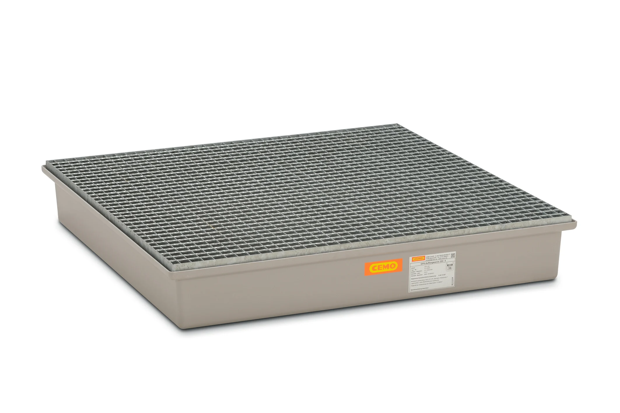 GFK Auffangwanne 220-4 mit verzinktem Stahlgitterrost