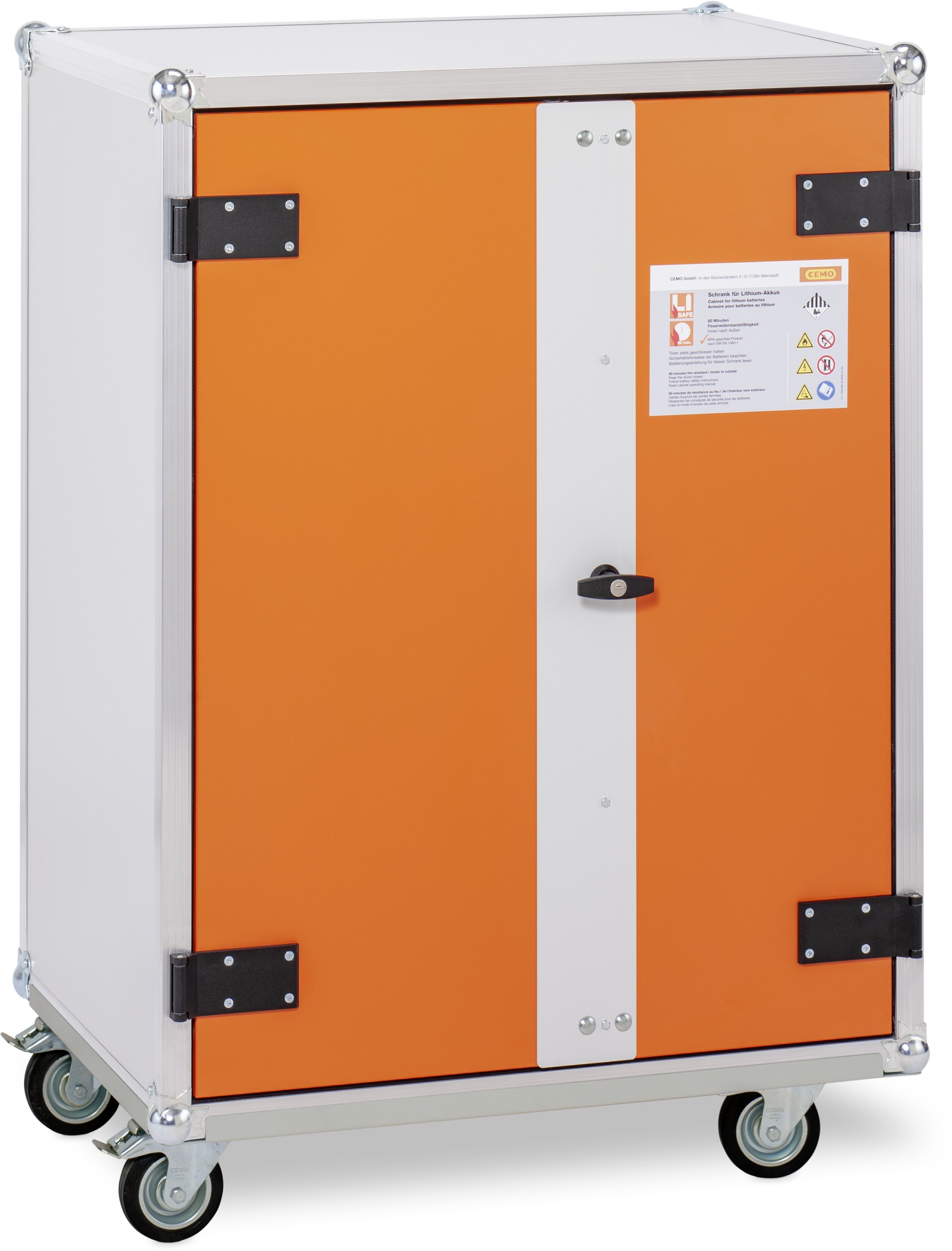 11722_01 Cemo Akku-Ladeschrank Premium Plus 8-10 auf Rollen 3-phasig mit 2 4fach Steckdosenleisten und akustischen Rauchmeldern