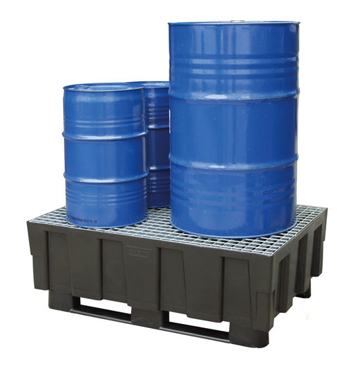 Euro-PE-Auffangwanne 250-2 mit 2 Kufen und Stahlgitterrost Beispiel Euro-PE-Auffangwanne 250/2 mit 2 Kufen und Stahlgitterrost